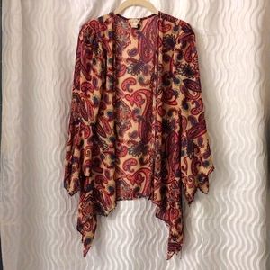 Paisley Print Sheer Kimono Cardigan